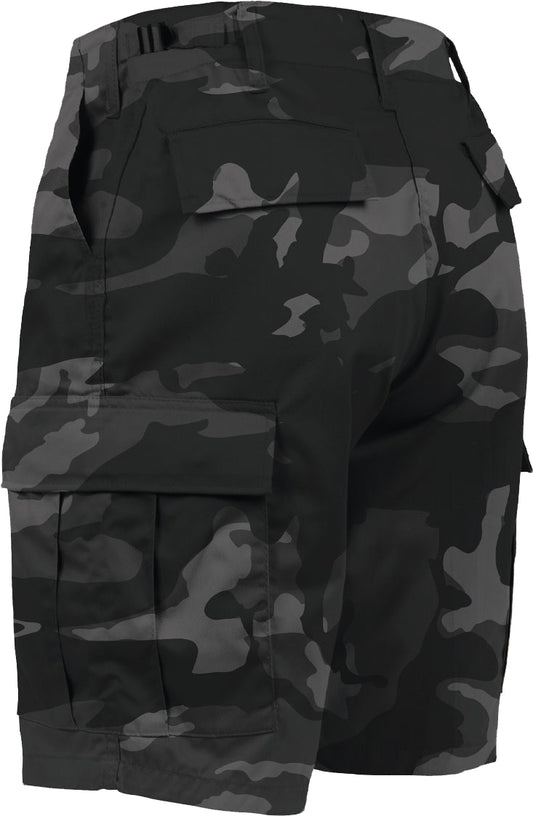Black Camouflage - Tactical Cargo BDU Shorts - Polyester Cotton Twill - Button Fly
