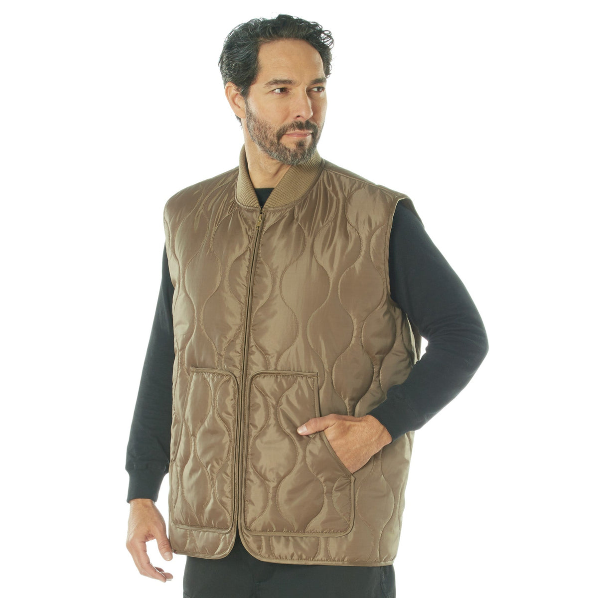 Coyote Brown - Quilted Woobie Vest - Lightweight Insulated Outdoors Vest - Polyester