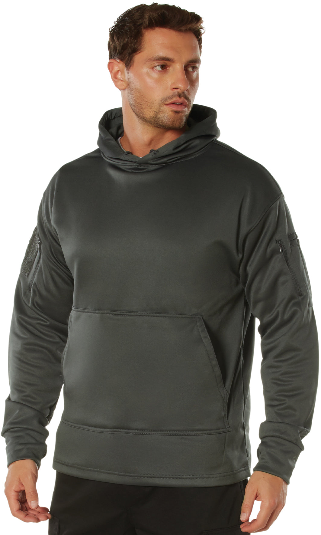 Grey - Tactical Concealed Carry Hoodie - Polyester Fleece Lined - Mens