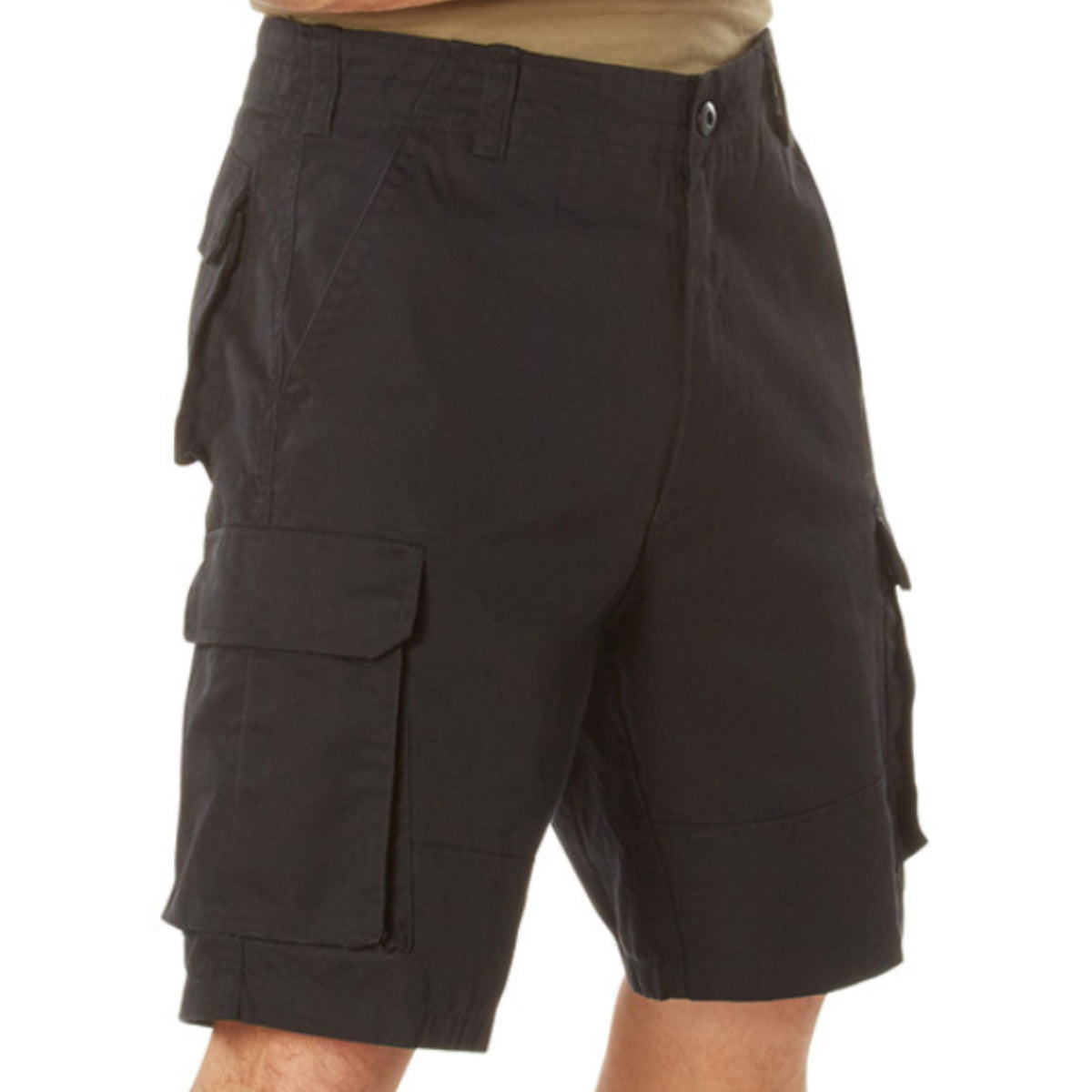 Black - Tactical Vintage Paratrooper BDU Cargo Shorts - Poly Cotton - Zipper Fly