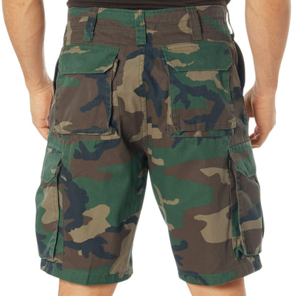 Woodland Camouflage - Tactical Vintage Paratrooper BDU Cargo Shorts - Poly Cotton - Zipper Fly
