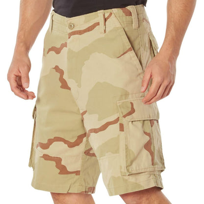 Tri-Color Desert Camouflage - Tactical Vintage Paratrooper BDU Cargo Shorts - Poly Cotton - Zipper Fly