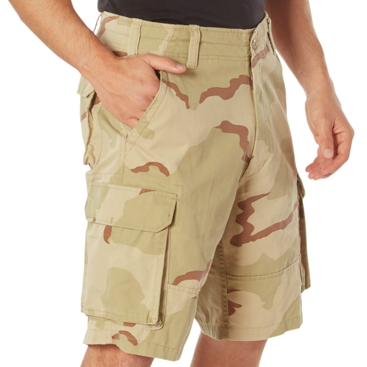 Tri-Color Desert Camouflage - Tactical Vintage Paratrooper BDU Cargo Shorts - Poly Cotton - Zipper Fly