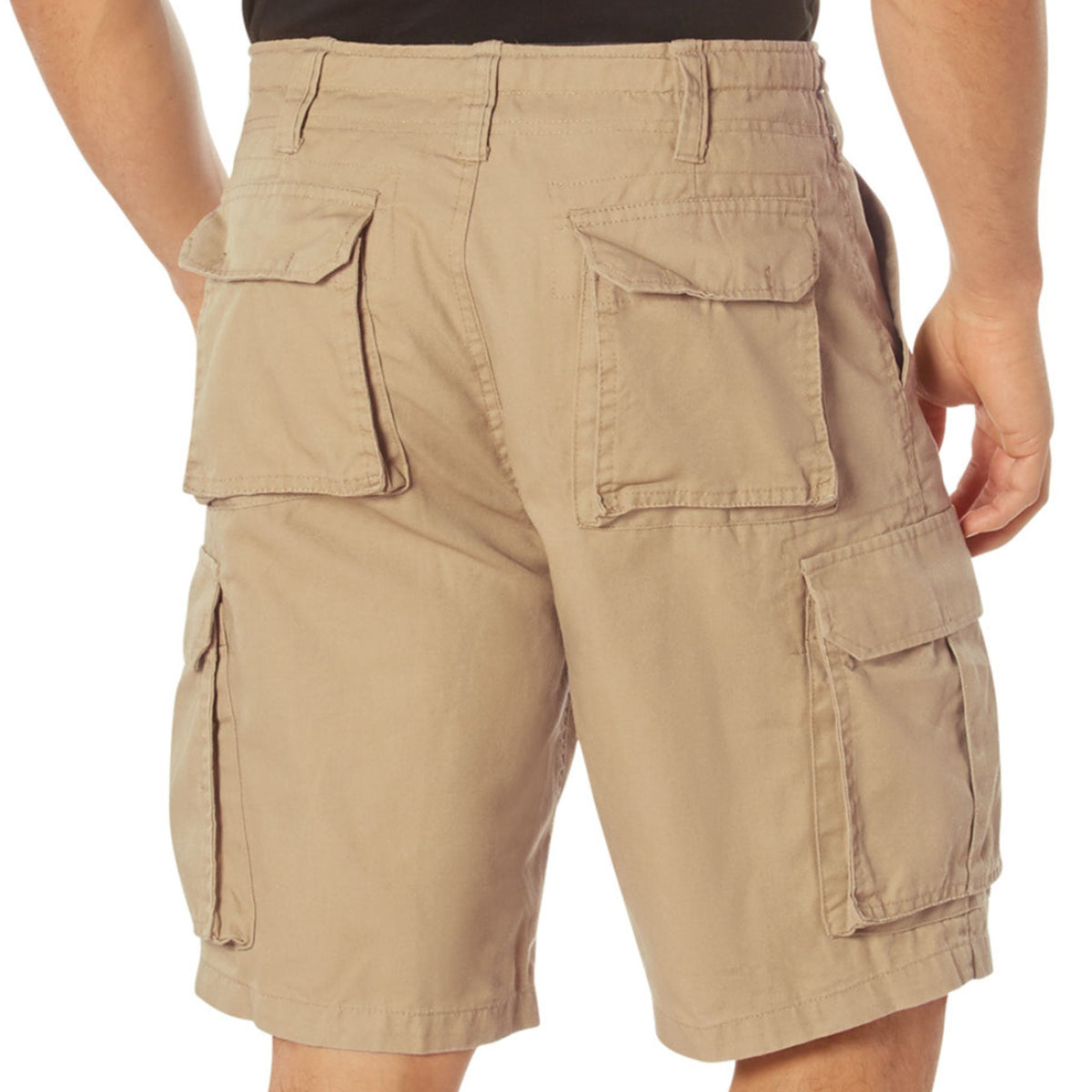 Khaki - Tactical Vintage Paratrooper BDU Cargo Shorts - Poly Cotton - Zipper Fly