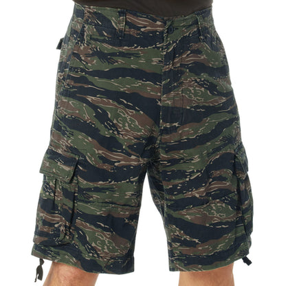 Tiger Stripe Camouflage - Vintage Infantry Utility Army BDU Cargo Shorts - Heavyweight Cotton - Zipper Fly