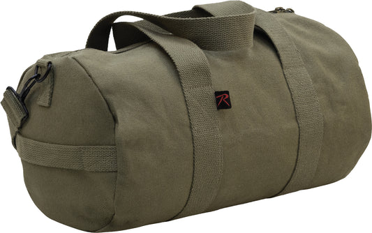 Olive Drab - Heavyweight Duffle Bag Cotton Canvas Sports Gym Shoulder & Carry Bag - 17"
