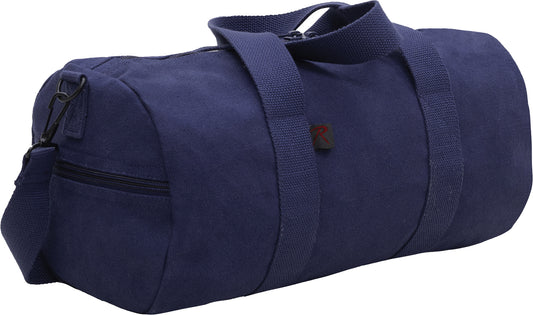 Navy Blue - Heavyweight Duffle Bag Cotton Canvas Sports Gym Shoulder & Carry Bag - 17"