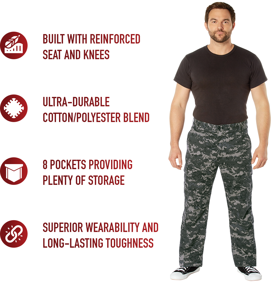 Subdued Urban Digital Camouflage - Vintage Paratrooper BDU Cargo Pants Fatigues, Zipper Fly