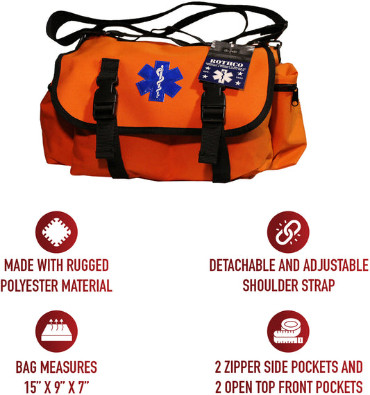 Orange - Public Safety Medical Rescue Response Bag with Star of Life Emblem