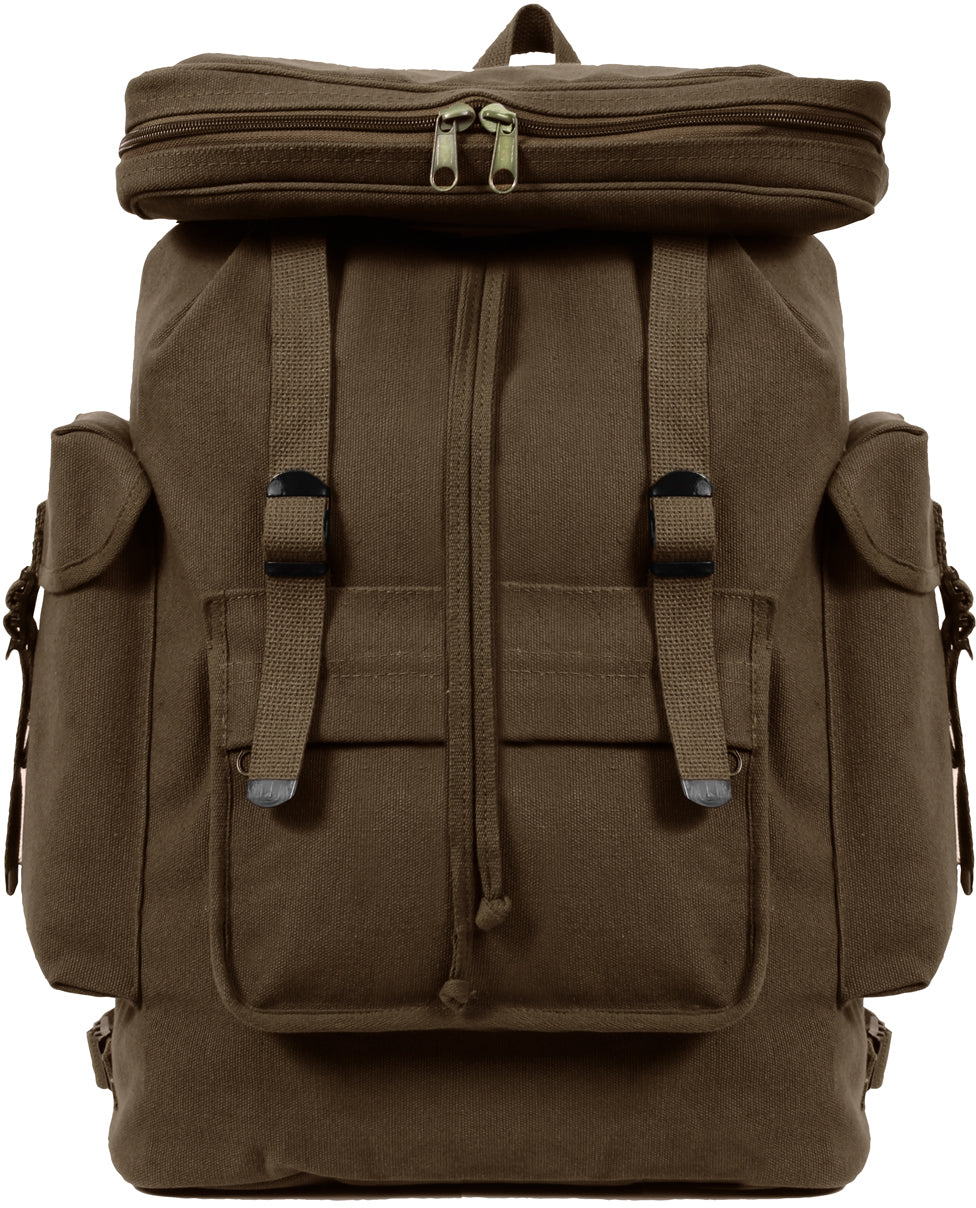 Brown - Canvas European Style Rucksack Backpack