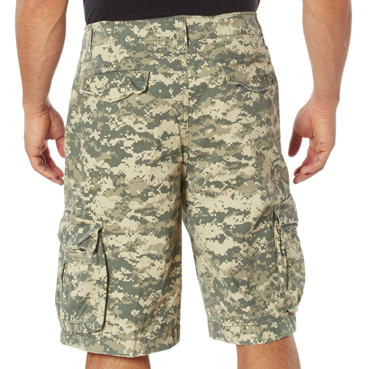 ACU Digital Camouflage -  Vintage Infantry Utility Army BDU Cargo Shorts - Heavyweight Cotton - Zipper Fly