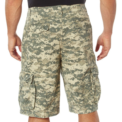 ACU Digital Camouflage -  Vintage Infantry Utility Army BDU Cargo Shorts - Heavyweight Cotton - Zipper Fly