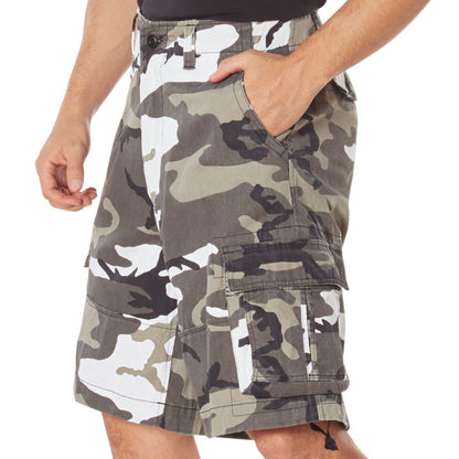 City Camouflage - Vintage Infantry Utility Army BDU Cargo Shorts - Heavyweight Cotton - Zipper Fly