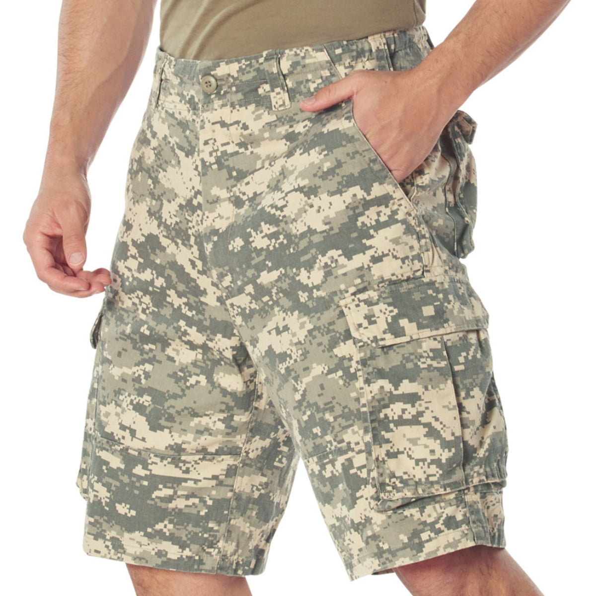 ACU Digital Camouflage - Tactical Vintage Paratrooper BDU Cargo Shorts - Poly Cotton - Zipper Fly