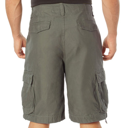 Olive Drab - Vintage Infantry Utility Army BDU Cargo Shorts - Heavyweight Cotton - Zipper Fly