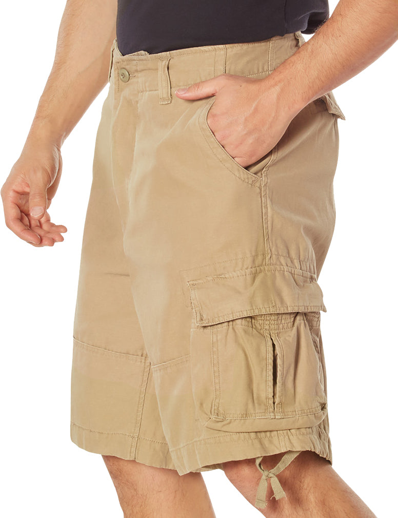 Khaki - Vintage Infantry Utility Army BDU Cargo Shorts - Heavyweight Cotton - Zipper Fly