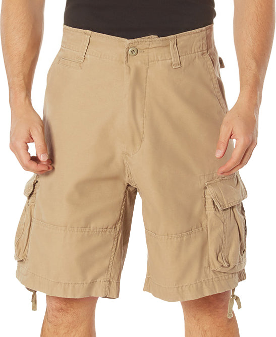 Khaki - Vintage Infantry Utility Army BDU Cargo Shorts - Heavyweight Cotton - Zipper Fly