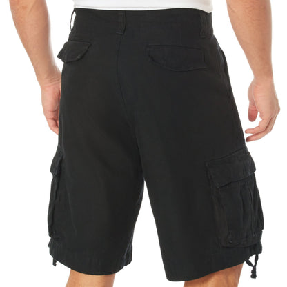 Black - Vintage Infantry Utility Army BDU Cargo Shorts - Heavyweight Cotton - Zipper Fly