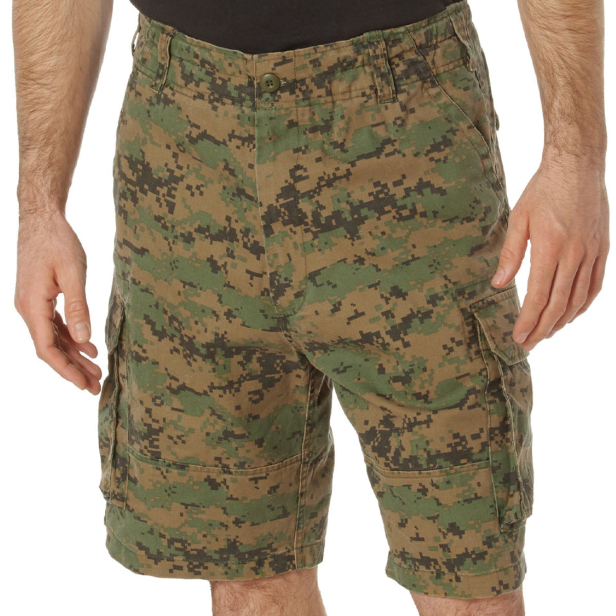 Woodland Digital Camouflage  - Tactical Vintage Paratrooper BDU Cargo Shorts - Poly Cotton - Zipper Fly