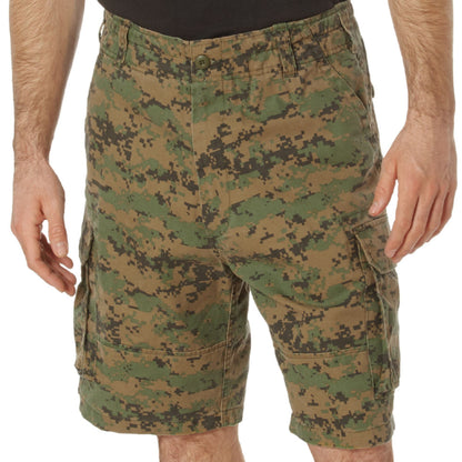 Woodland Digital Camouflage  - Tactical Vintage Paratrooper BDU Cargo Shorts - Poly Cotton - Zipper Fly