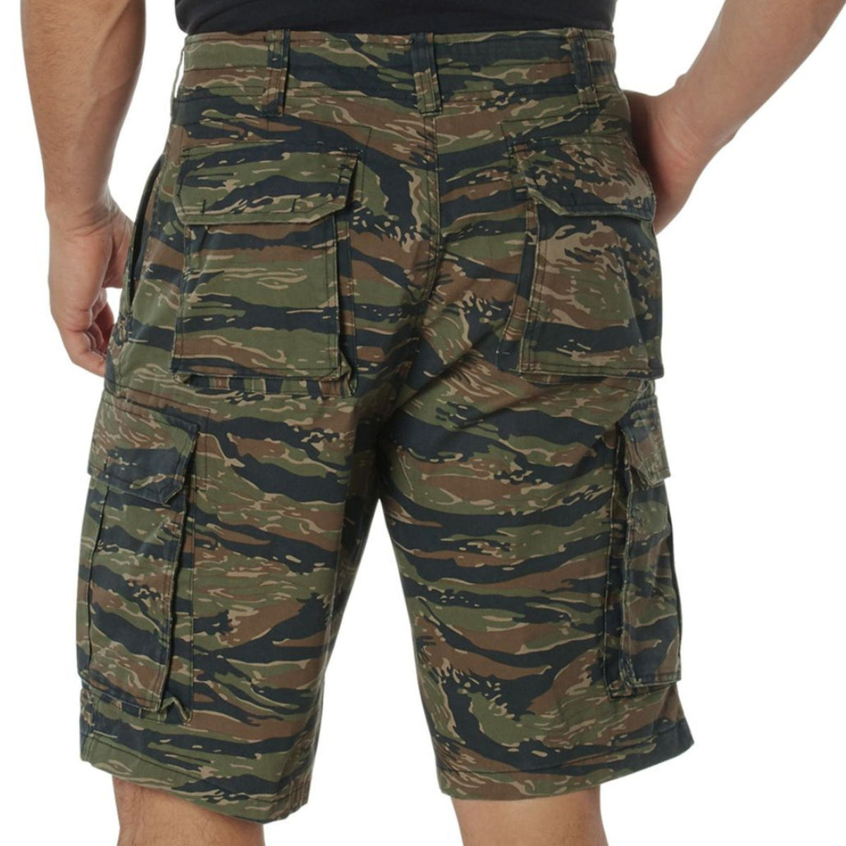 Tiger Stripe Camouflage - Tactical Vintage Paratrooper BDU Cargo Shorts - Poly Cotton - Zipper Fly