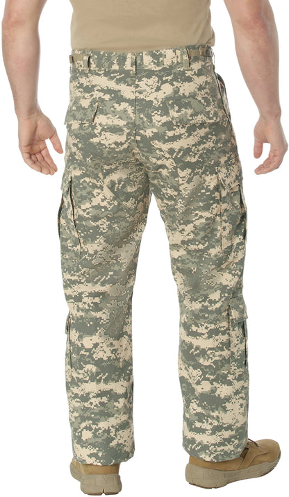 ACU Digital Camo - Tactical Paratrooper Pants BDU Cargo Fatigues - Heavyweight Poly/Cotton - Zipper Fly - Relaxed Fit