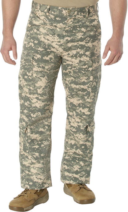 ACU Digital Camo - Tactical Paratrooper Pants BDU Cargo Fatigues - Heavyweight Poly/Cotton - Zipper Fly - Relaxed Fit