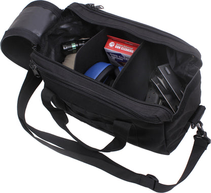 Black Tactical Pistol Range Bag Shooting Gear Bag with Removable Dividers MOLLE Range Case