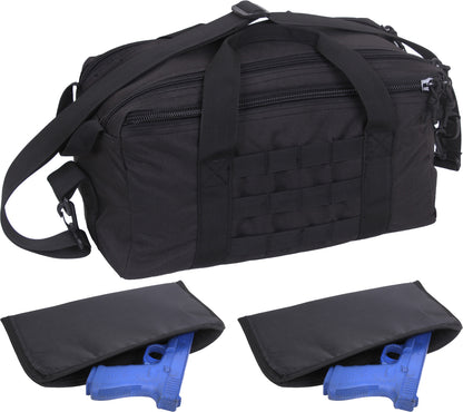 Black Tactical Pistol Range Bag Shooting Gear Bag with Removable Dividers MOLLE Range Case