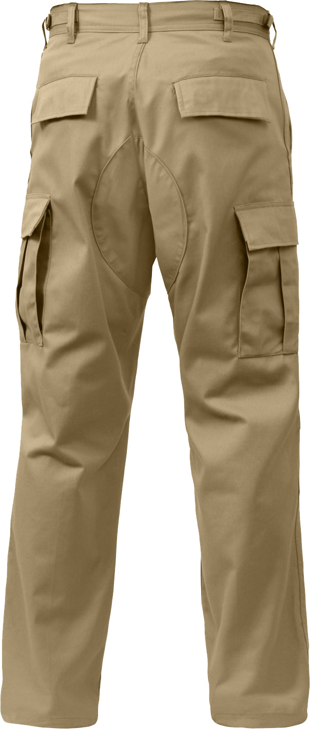 Khaki - Tactical BDU Pants Cargo Fatigues - Poly/Cotton - Zipper Fly - Relaxed Fit