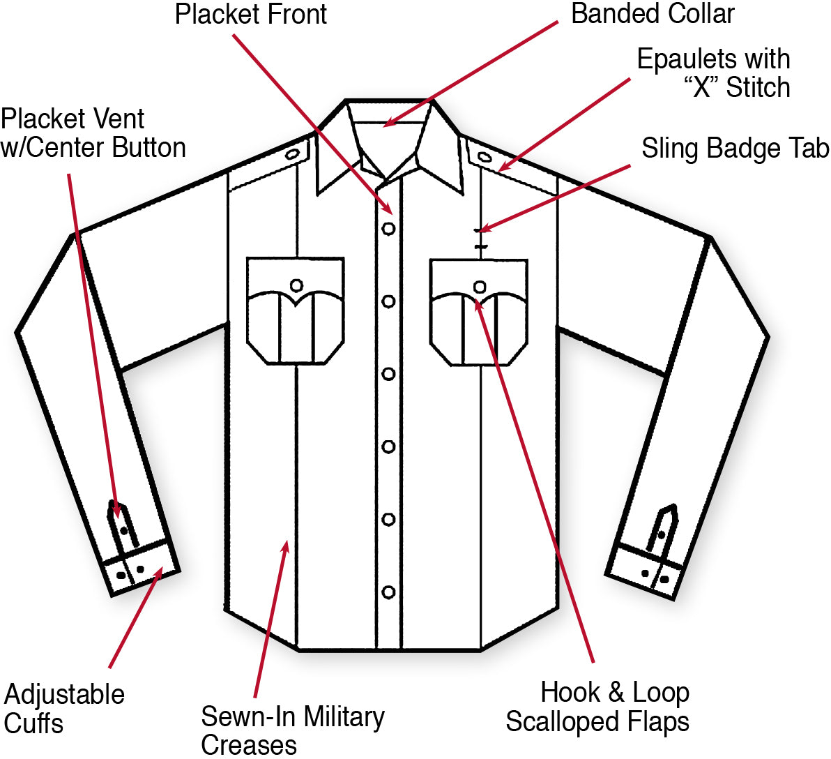 White - Official Law Enforcement Uniform Shirt Long Sleeve
