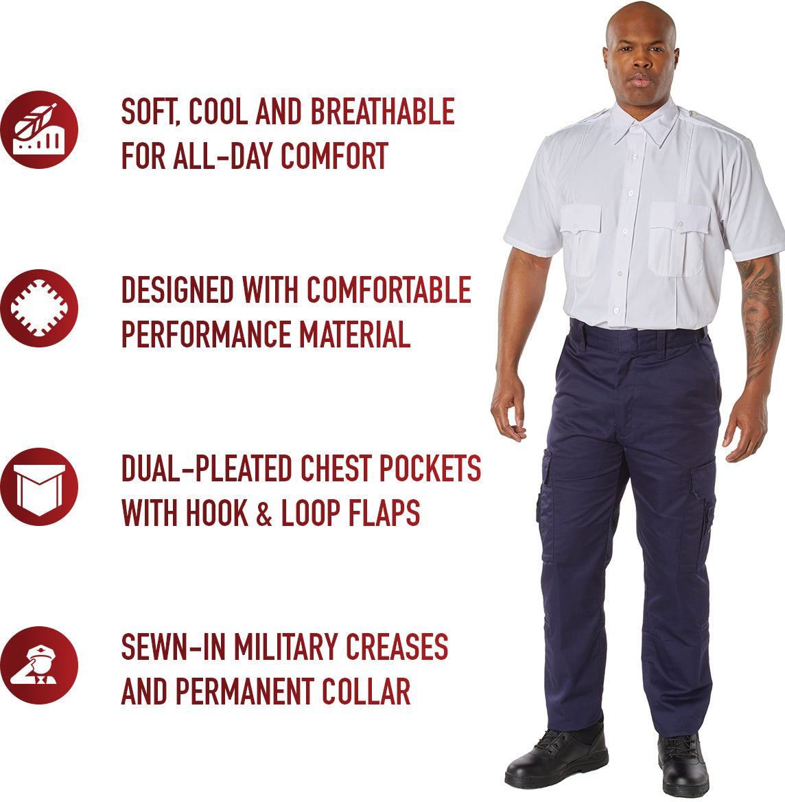 White - Official Law Enforcement Uniform Shirt Short Sleeve