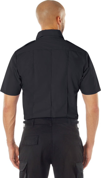 Navy Blue - Police Uniform Shirt Short Sleeve Law Enforcement Security Dress Top