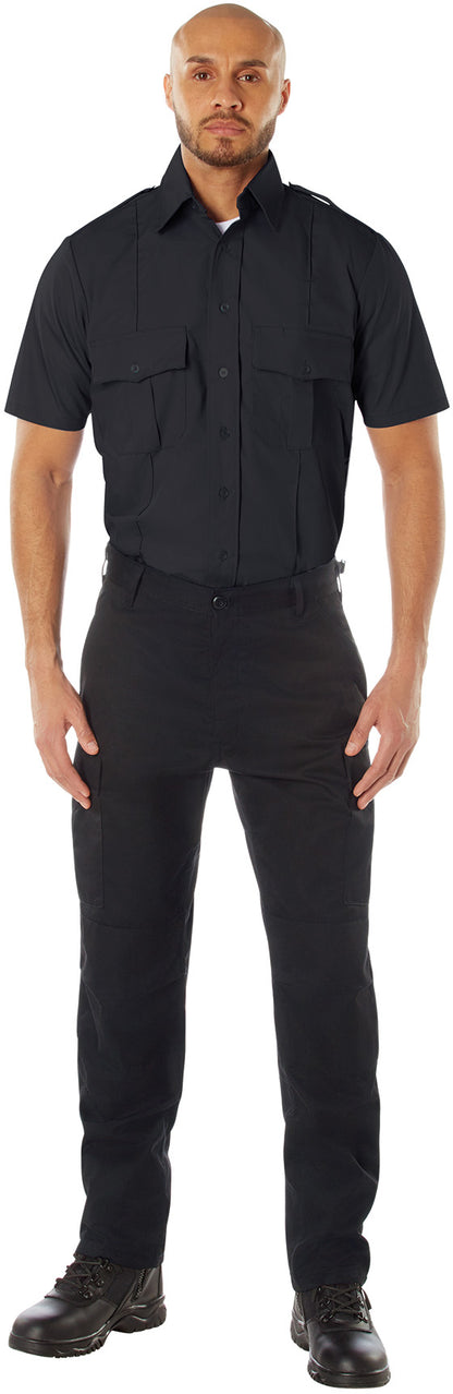 Navy Blue - Police Uniform Shirt Short Sleeve Law Enforcement Security Dress Top