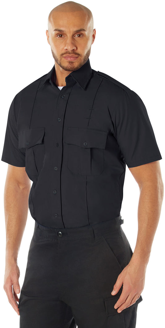 Navy Blue - Police Uniform Shirt Short Sleeve Law Enforcement Security Dress Top