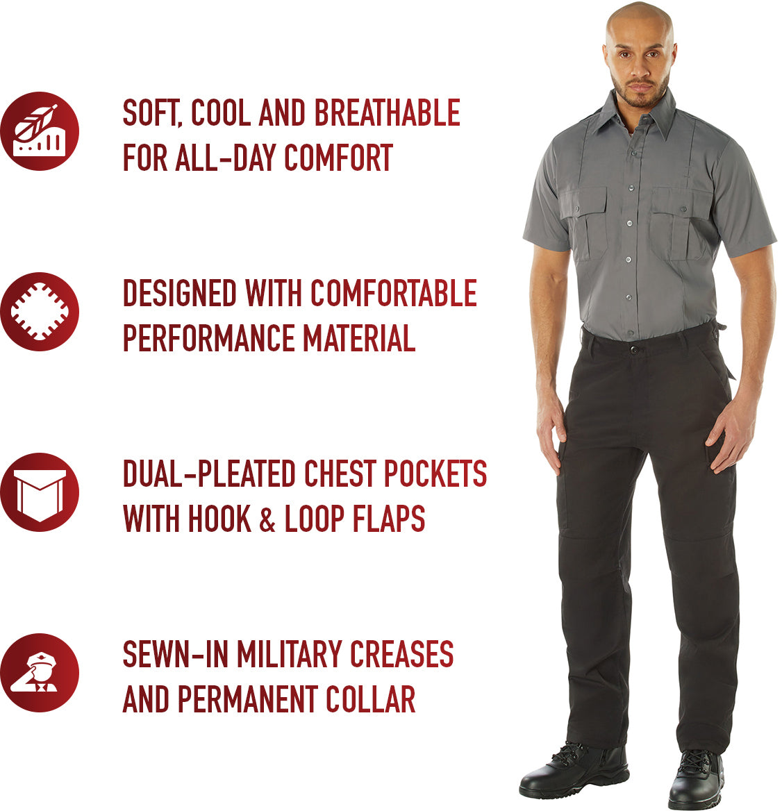 Grey - Official Law Enforcement Uniform Shirt Short Sleeve