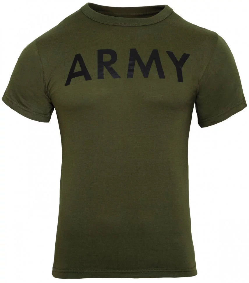 Olive Drab - ARMY Physical Training PT T-Shirt, Poly/Cotton