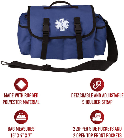 Navy Blue - Public Safety Medical Rescue Response Bag with Star of Life Emblem