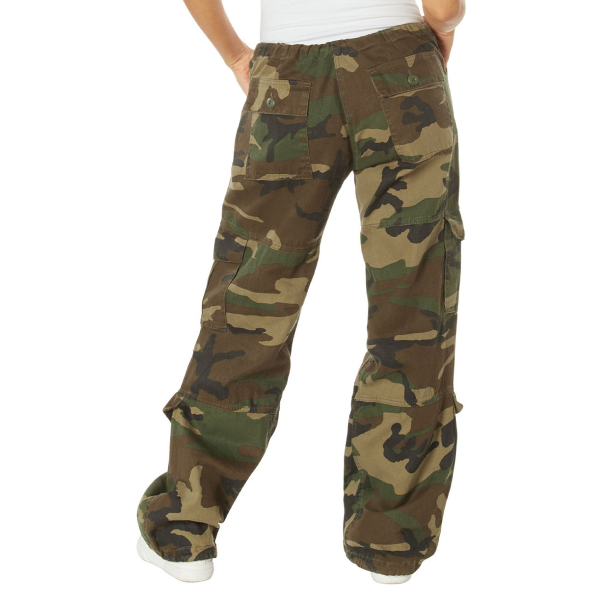 Woodland Camouflage - Women's Camo Vintage Paratrooper Fatigue Pants