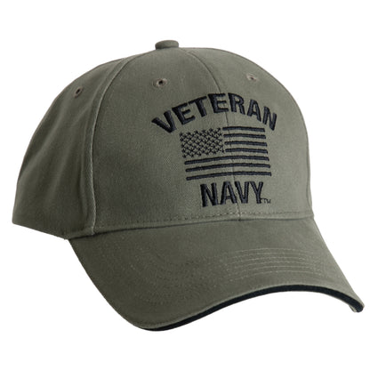 Olive US Vintage Veteran Low Profile Military USA Flag Vet Hat Baseball Dad Cap
