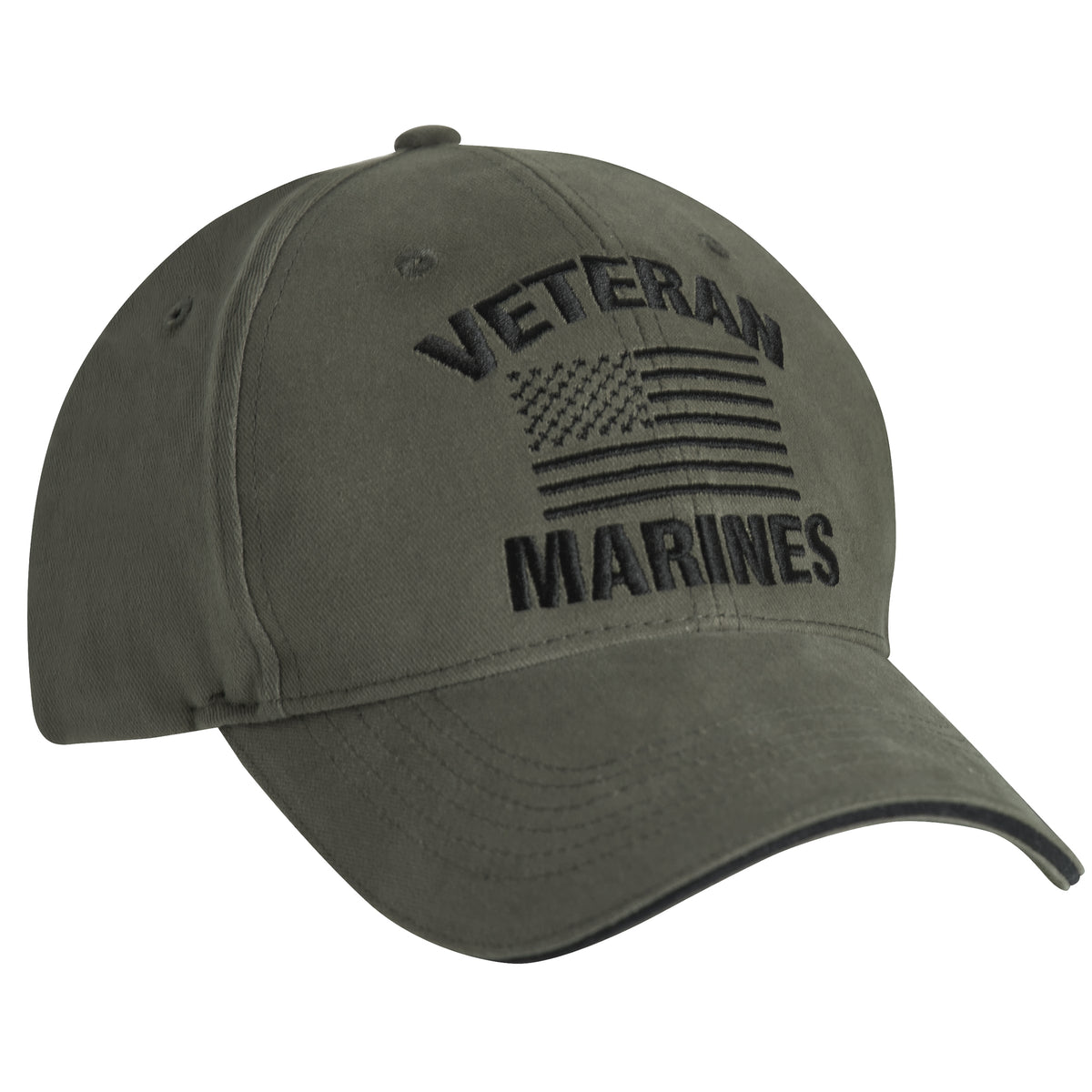 Olive US Vintage Veteran Low Profile Military USA Flag Vet Hat Baseball Dad Cap