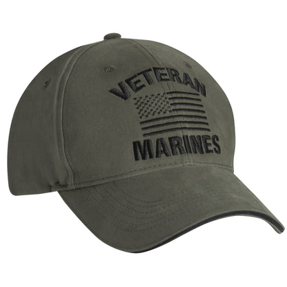 Olive US Vintage Veteran Low Profile Military USA Flag Vet Hat Baseball Dad Cap