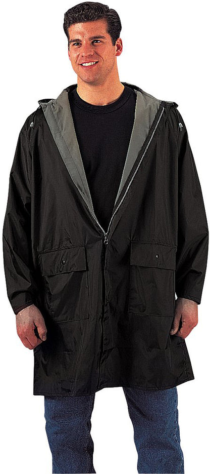 Black To Olive Drab - Reversible Mid Length Rain Parka