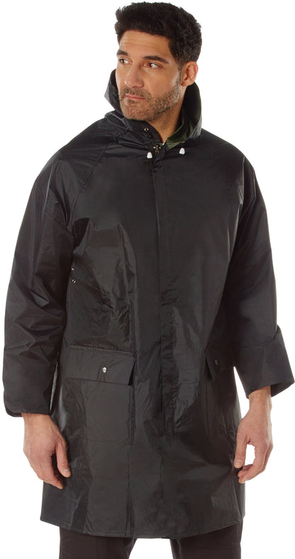 Black To Olive Drab - Reversible Mid Length Rain Parka