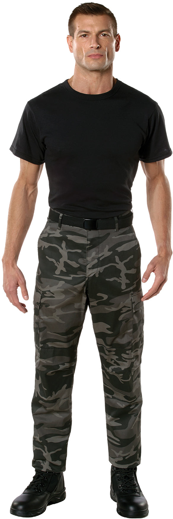 Black Camouflage - Tactical BDU Pants Cargo Fatigues - Poly/Cotton Twill - Button Fly