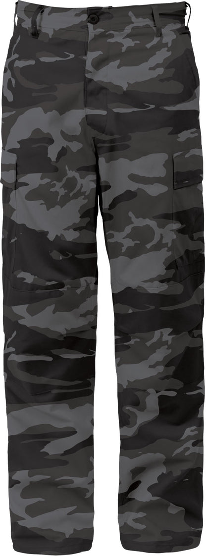 Black Camouflage - Tactical BDU Pants Cargo Fatigues - Poly/Cotton Twill - Button Fly