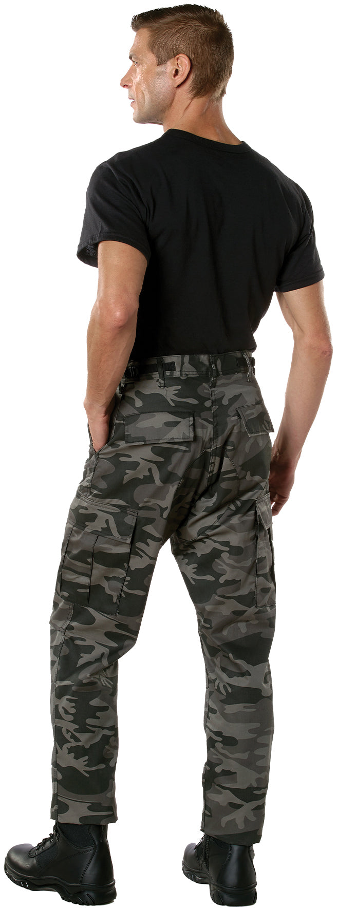 Black Camouflage - Tactical BDU Pants Cargo Fatigues - Poly/Cotton Twill - Button Fly