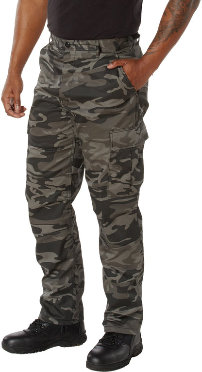 Black Camouflage - Tactical BDU Pants Cargo Fatigues - Poly/Cotton Twill - Button Fly