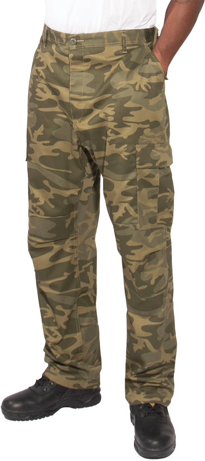 Coyote Camo - Tactical BDU Pants Cargo Fatigues - Poly/Cotton Twill - Button Fly