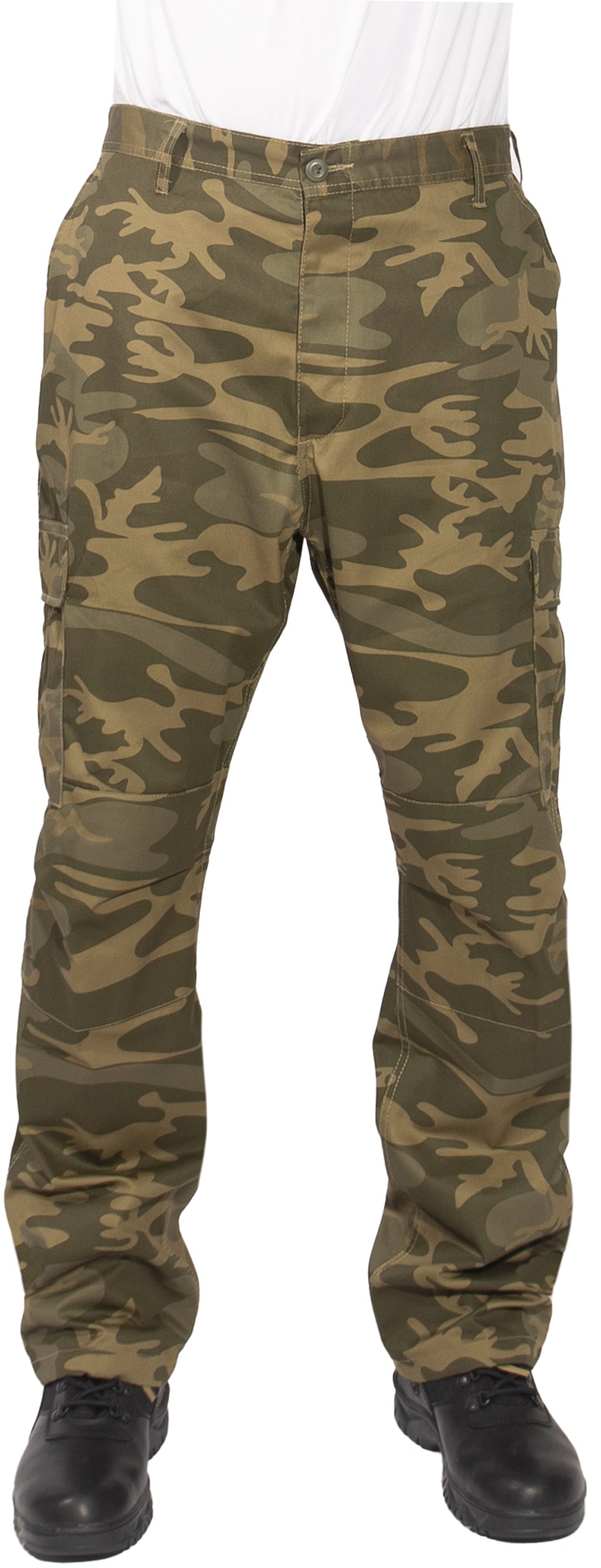Coyote Camo - Tactical BDU Pants Cargo Fatigues - Poly/Cotton Twill - Button Fly